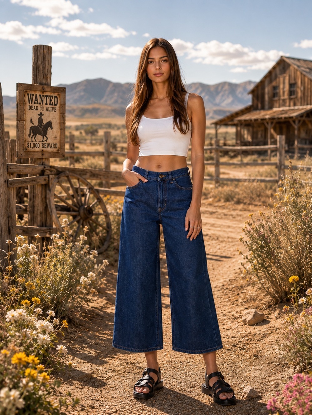 FRAME Le Italien Wide Leg Crop Jeans